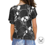 Sexy Off-The-Shoulder Skull Print Cross Strap Top 02 | Gthic.com