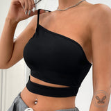 Sexy One Shoulder Backless Crop Top 02 | Gthic.com