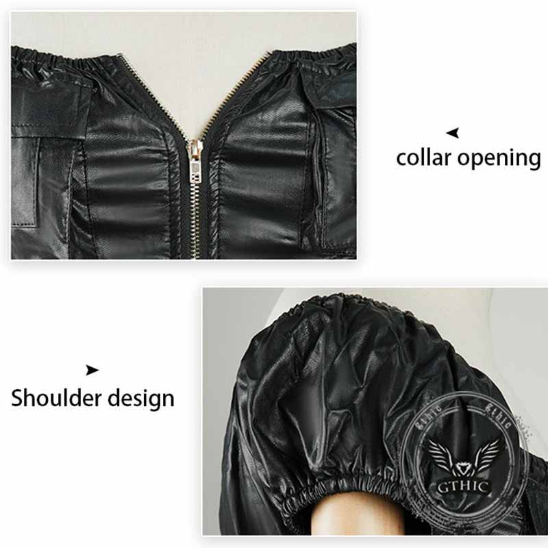 Sexy One Shoulder Zipper PU Leather Short Tube Top