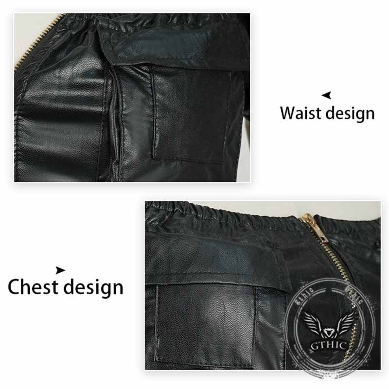 Sexy One Shoulder Zipper PU Leather Short Tube Top