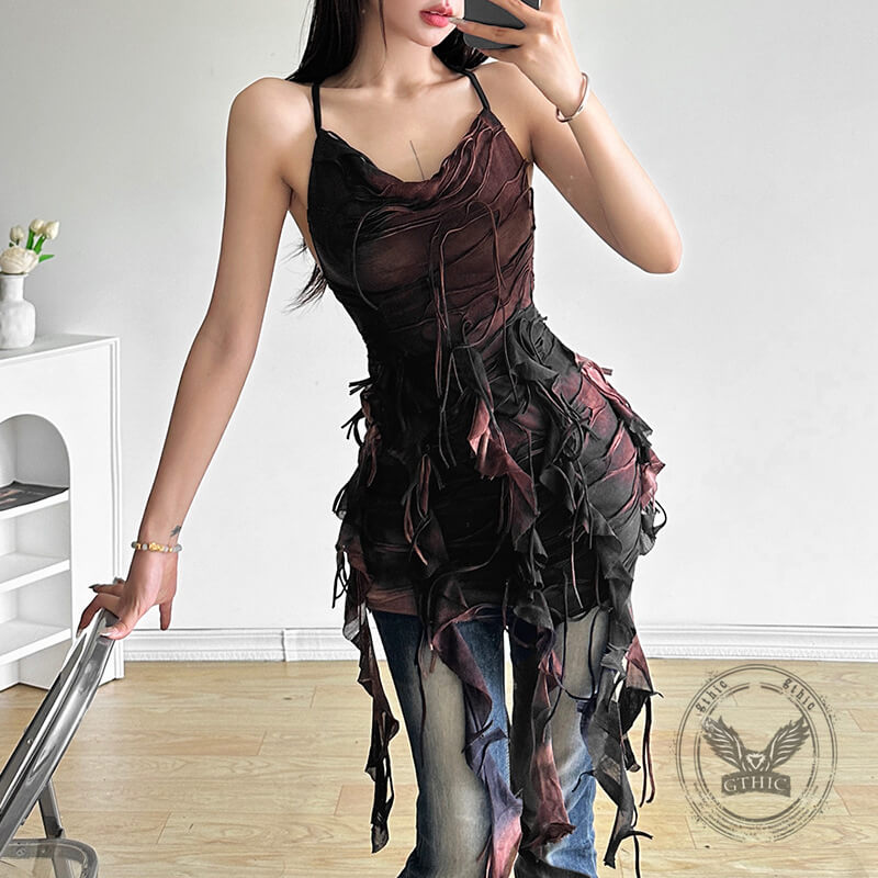 Sexy Ribbon Slim High Waist Halter Neck Backless Dress | Gthic.com