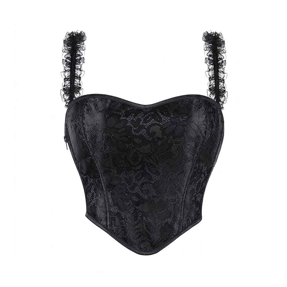 Sexy Sheer Lace Back Tie-Up Camisole Corset Top | Gthic.com	