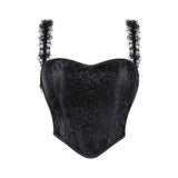 Sexy Sheer Lace Back Tie-Up Camisole Corset Top | Gthic.com	