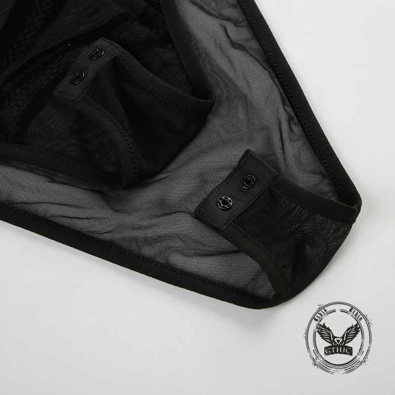 Sexy Sheer Snake Print Crew Neck Mesh Bodysuit