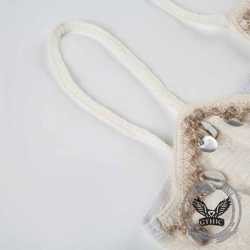 Sexy Shell Tassel V-Neck See-Through Camisole