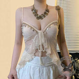 Sexy Shell Tassel V-Neck See-Through Camisole 01 | Gthic.com