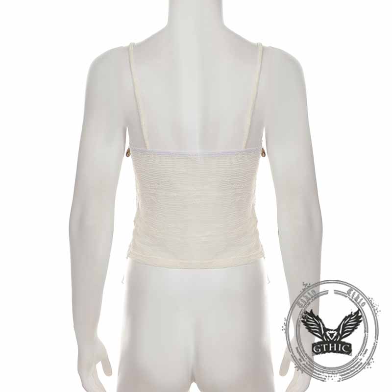 Sexy Shell Tassel V-Neck See-Through Camisole