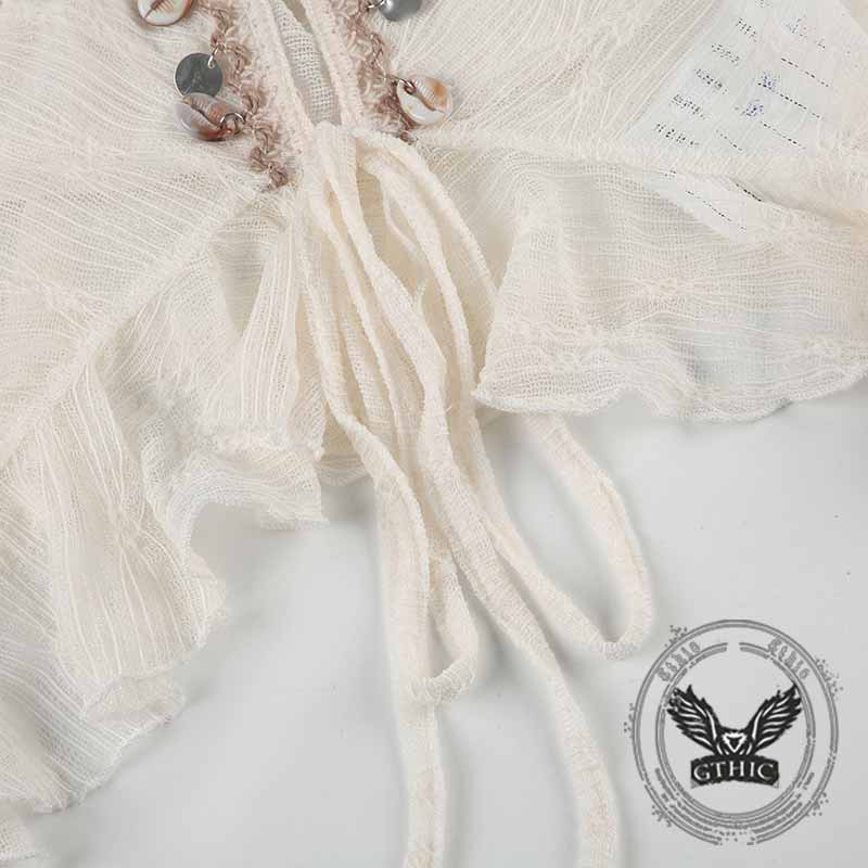 Sexy Shell Tassel V-Neck See-Through Camisole