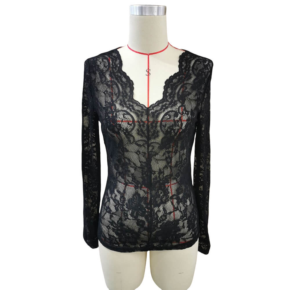 Sexy Single Layer Floral Lace Bottoming Top