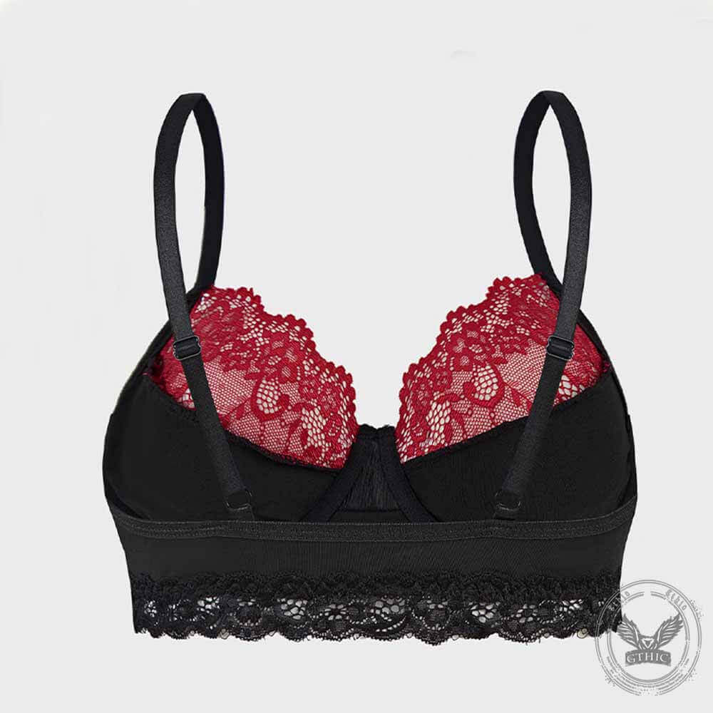 Sexy Skull Print Lace Trim Ultra-Thin Bra Underwear | Gthic.com