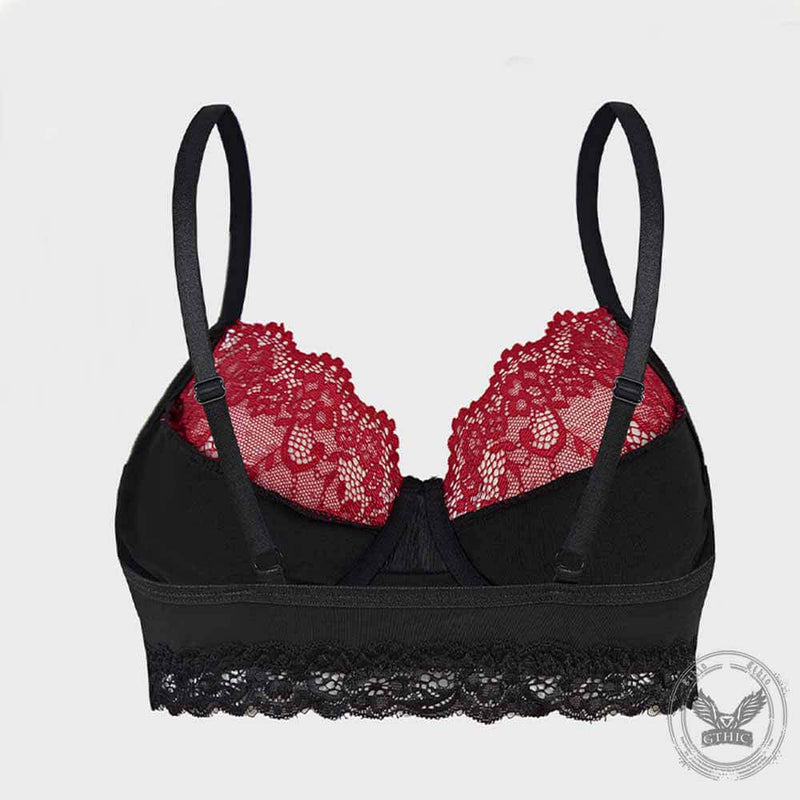 Skull Print Lace Trim Ultra-Thin Bra Underwear, Black / L (Bust 74-92cm) Skull Print Lace Trim Ultra-Thin Bra Underwear, Black / L (Bust 74-92cm)