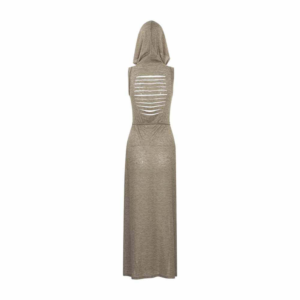 Sexy Sleeveless Pullover Hooded Hollow Slit Dress