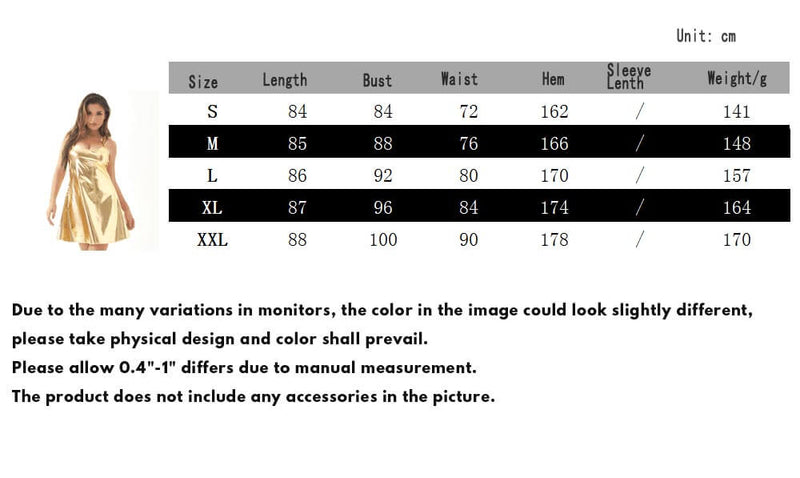 Sexy Slim Fit Laser Glossy Suspender Dress