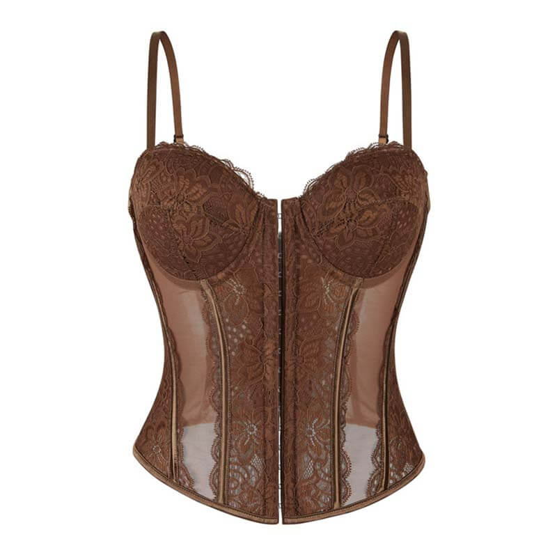 Sexy Slim Fit See Through Lace Suspender Corset 02 | Gthic.com