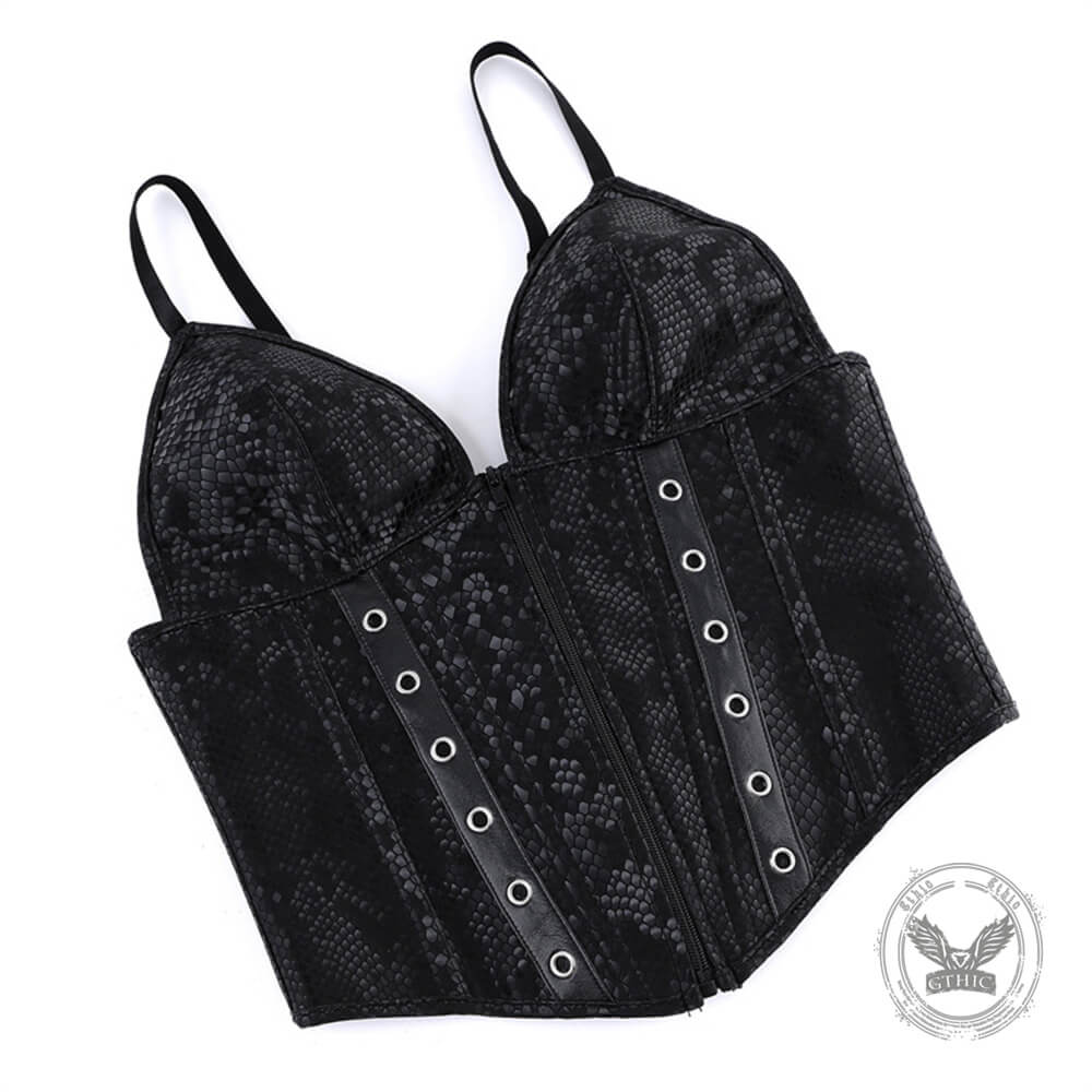 Sexy Snakeskin Pattern V-Neck Camisole Corset