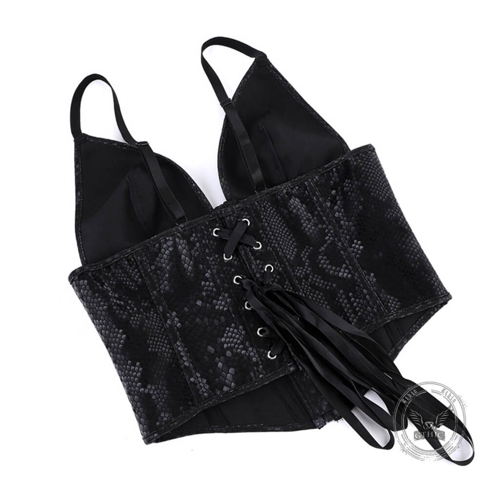 Sexy Snakeskin Pattern V-Neck Camisole Corset
