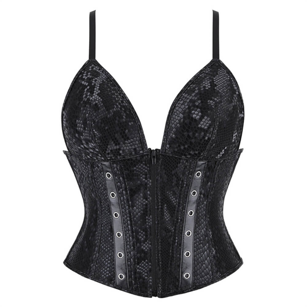 Sexy Snakeskin Pattern V-Neck Camisole Corset