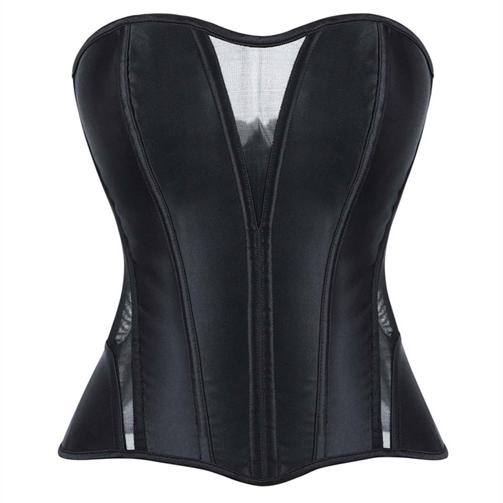 Sexy Solid Color Mesh Paneling Body-Shaping Corset