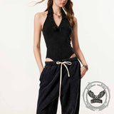 Sexy V-Neck Backless Sleeveless Halter Bodysuit 01 | Gthic.com