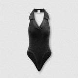 Sexy V-Neck Backless Sleeveless Halter Bodysuit