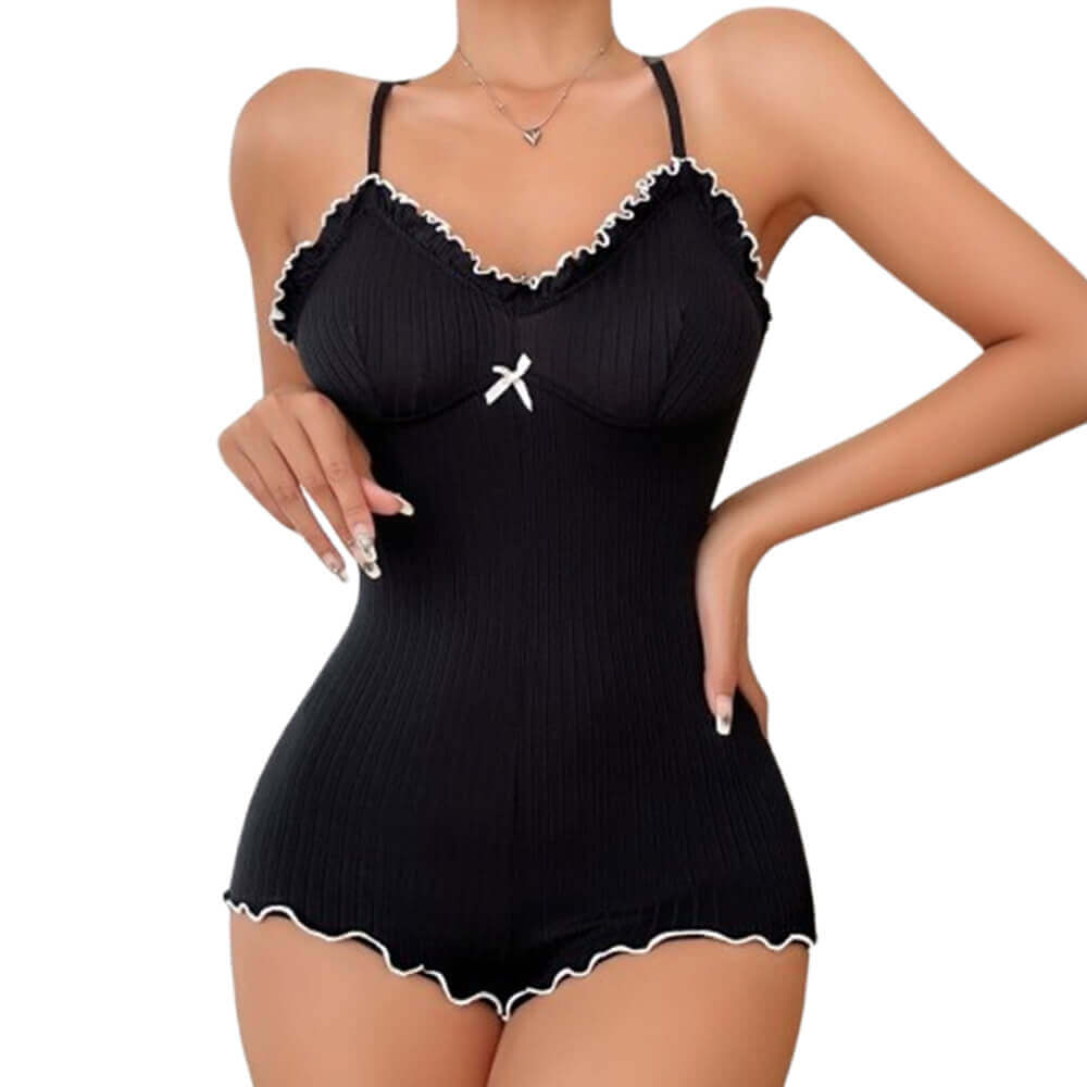 Sexy V-Neck Bow Cross Back Straps Jumpsuit