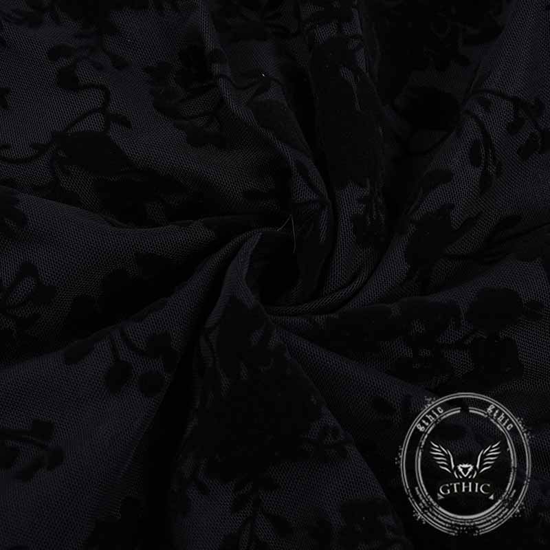 Sexy V-Neck Plant Print Lace See-Through Sling Dress