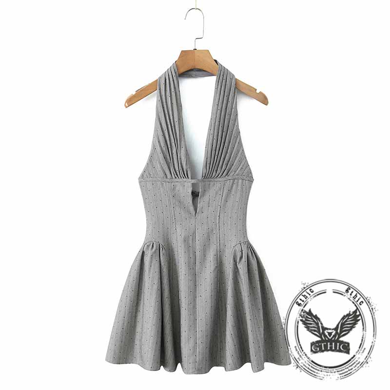 Sexy V-Neck Pleated Waist Halter Formal Dress 03 | Gthic.com