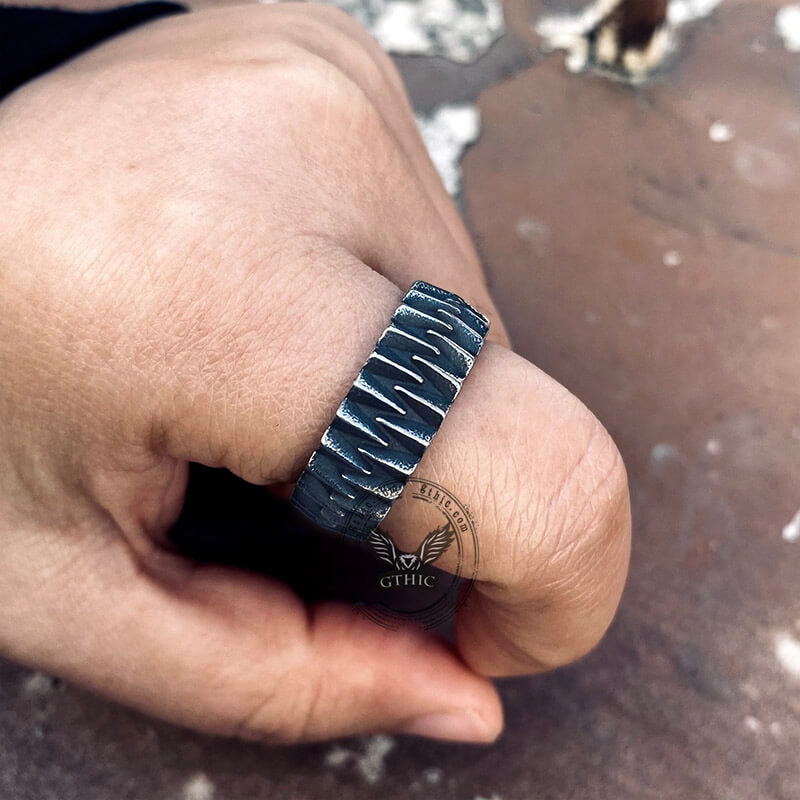 Sharp Teeth Stainless Steel Band Ring | Gthic.com