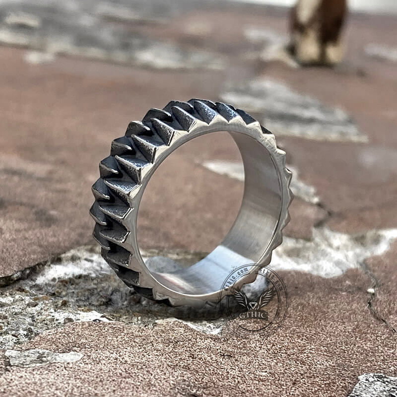 Sharp Teeth Stainless Steel Band Ring