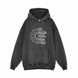 She Is Clothed In Strength Sun Flower Vintage Washed Hoodie | Gthic.com