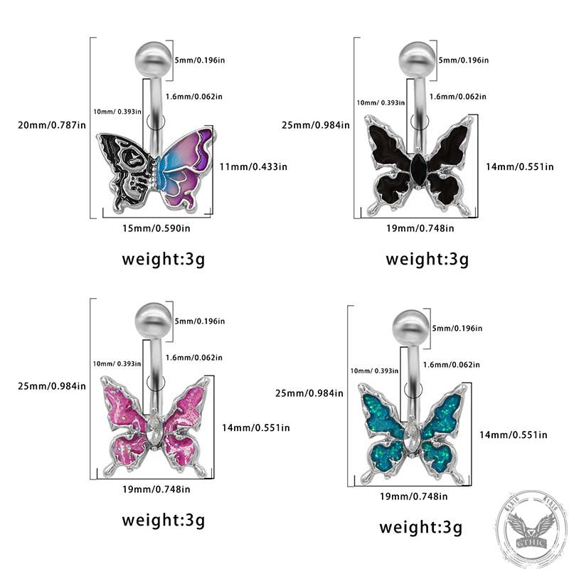 Shiny Butterfly Alloy Belly Ring | Gthic.com