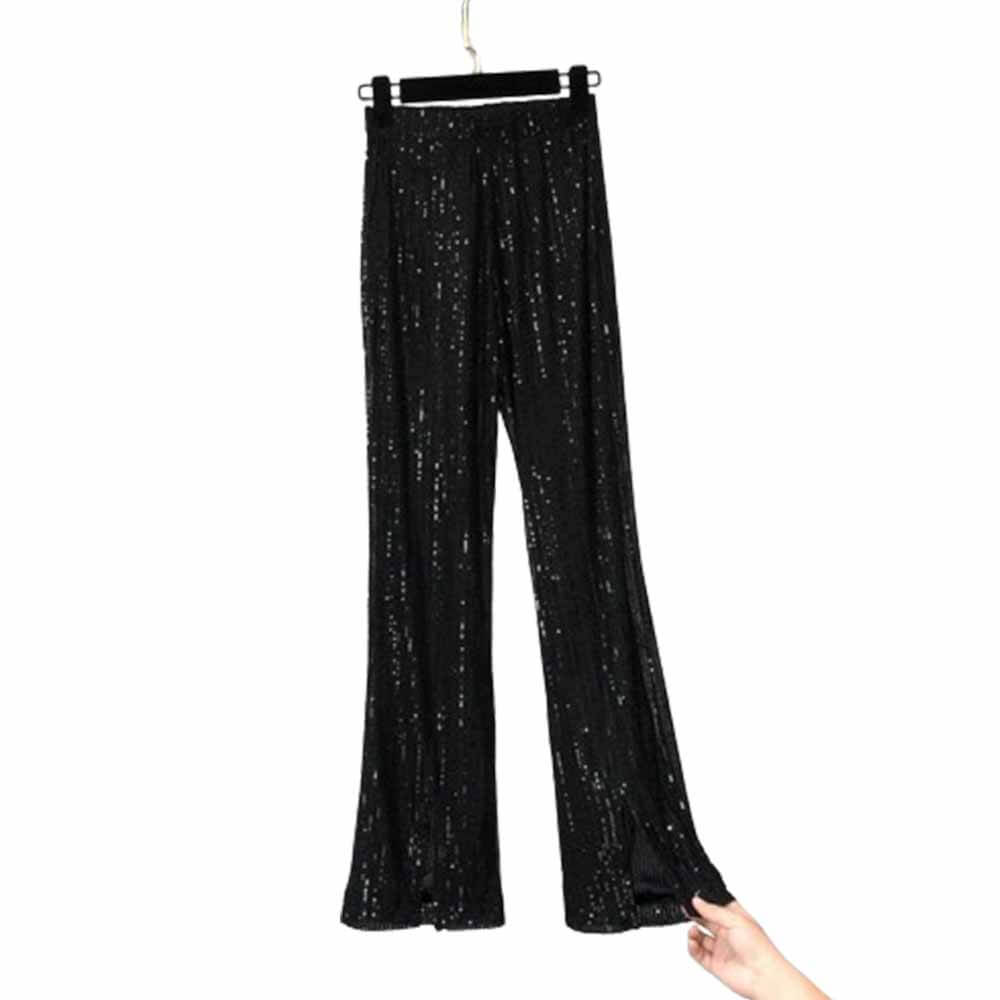 Shiny Sequined High Waist Flared Pants | Gthic.com