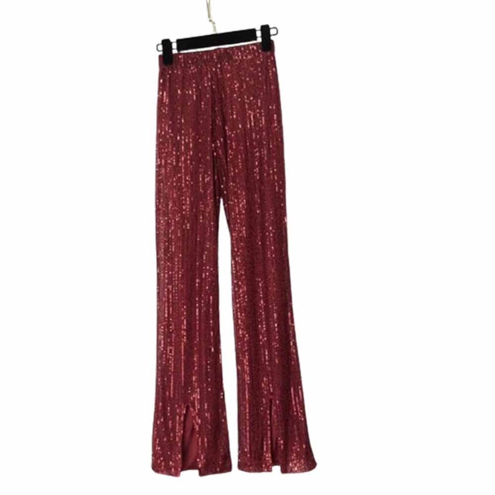 Shiny Sequined High Waist Flared Pants | Gthic.com