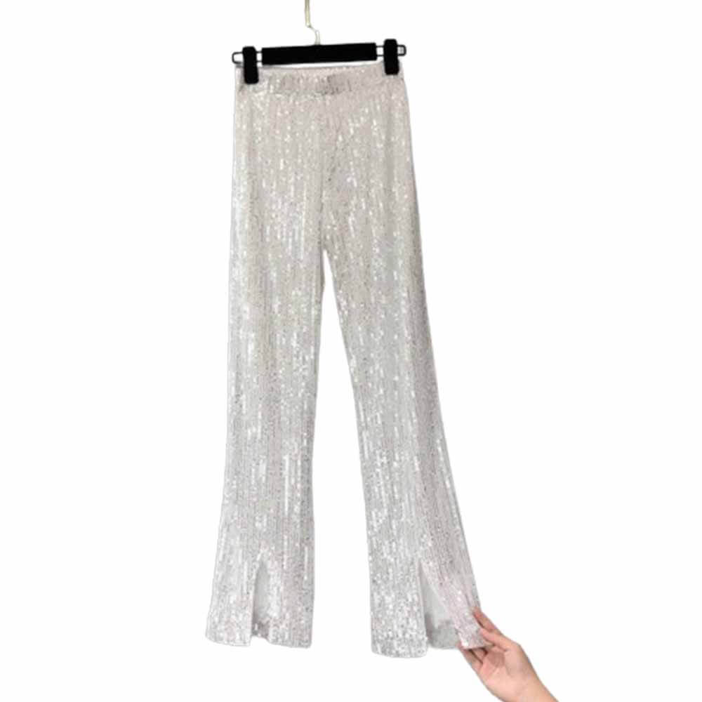 Shiny Sequined High Waist Flared Pants | Gthic.com