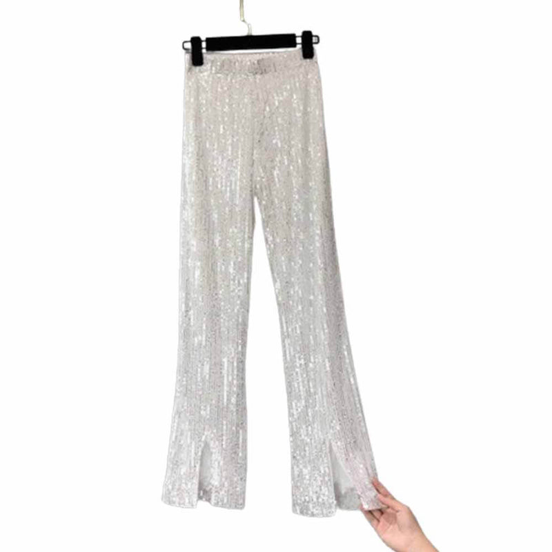 Shiny Sequined High Waist Flared Pants | Gthic.com