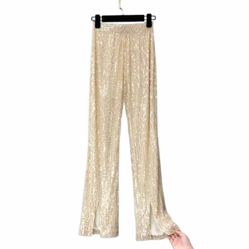 Shiny Sequined High Waist Flared Pants | Gthic.com