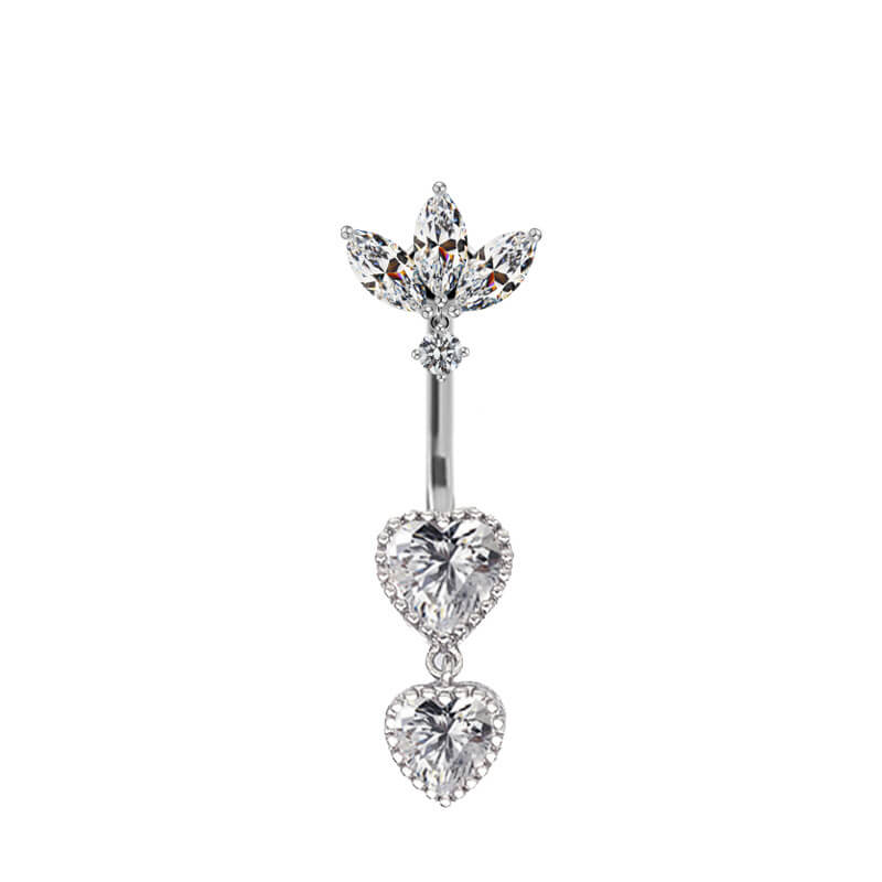 Shiny Zircon Heart-shaped Alloy Belly Ring | Gthic.com