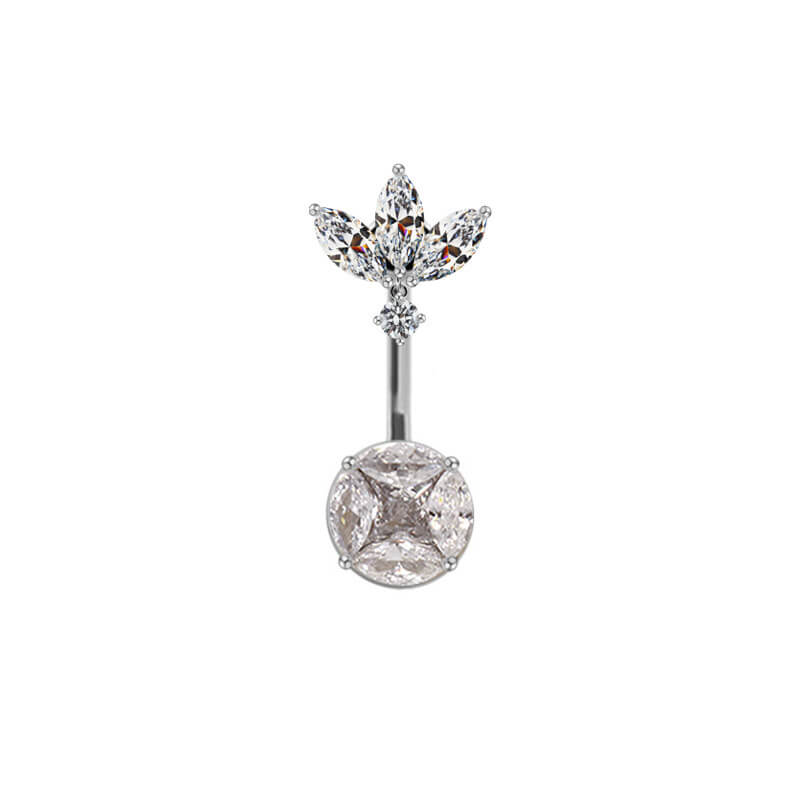 Shiny Zircon Heart-shaped Alloy Belly Ring | Gthic.com