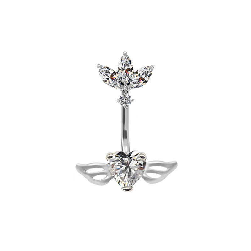 Shiny Zircon Heart-shaped Alloy Belly Ring | Gthic.com