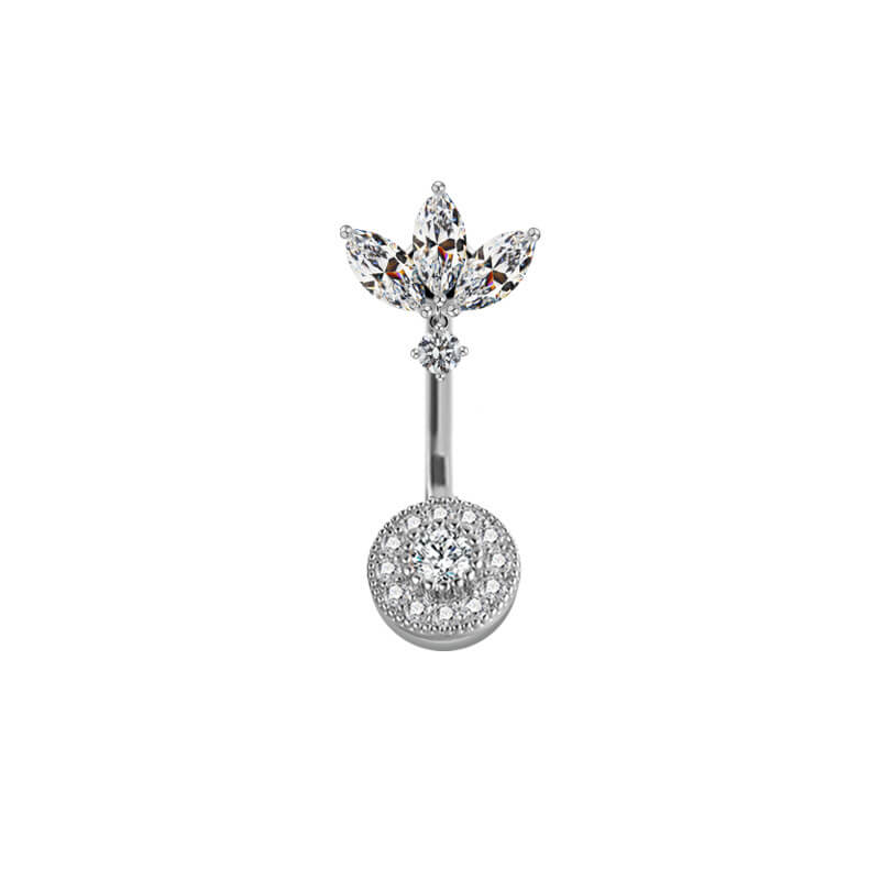 Shiny Zircon Heart-shaped Alloy Belly Ring | Gthic.com