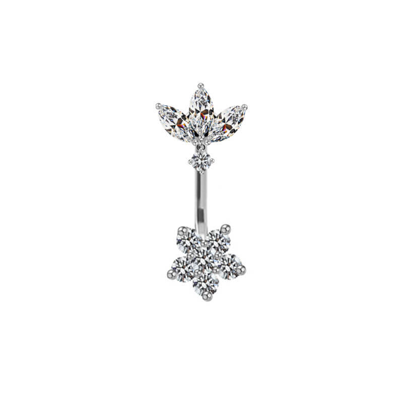 Shiny Zircon Heart-shaped Alloy Belly Ring | Gthic.com