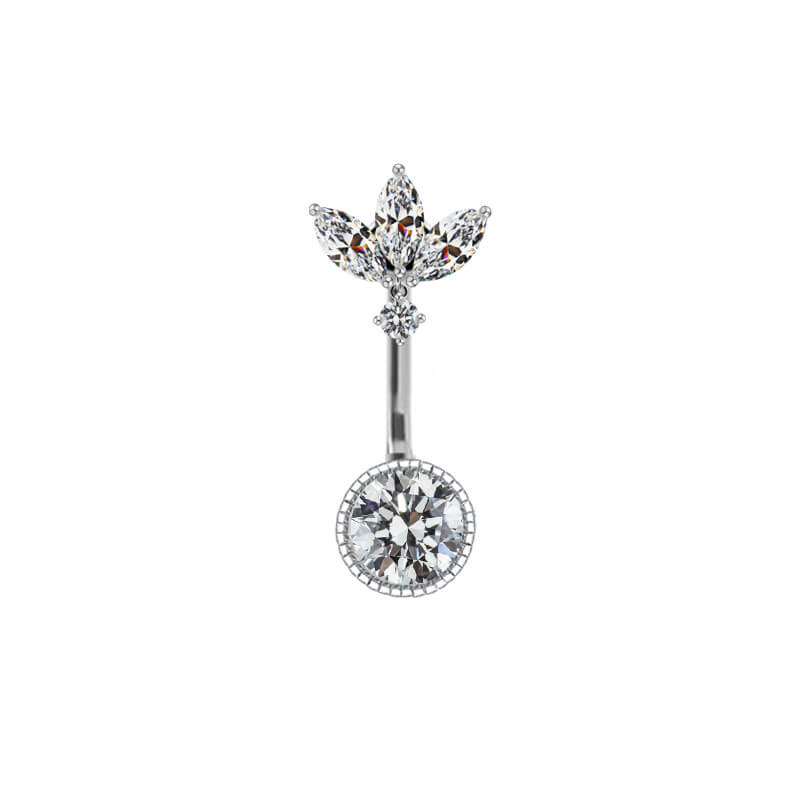 Shiny Zircon Heart-shaped Alloy Belly Ring | Gthic.com