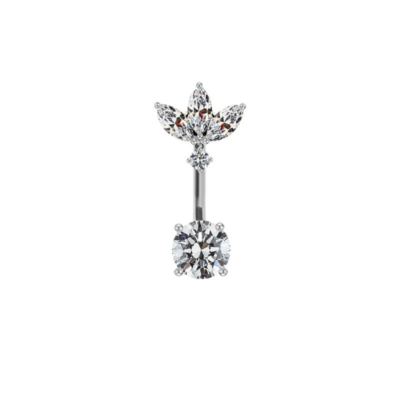 Shiny Zircon Heart-shaped Alloy Belly Ring | Gthic.com
