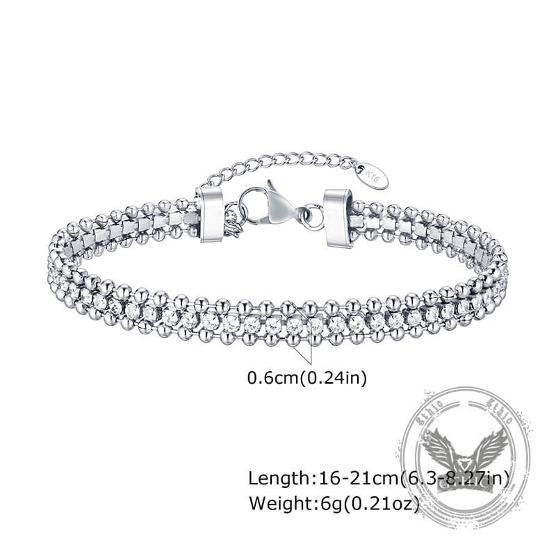 Shiny Zirconia Three-Layer Stainless Steel Bracelet | Gthic.com