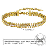 Shiny Zirconia Three-Layer Stainless Steel Bracelet