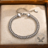 Shiny Zirconia Three-Layer Stainless Steel Bracelet | Gthic.com