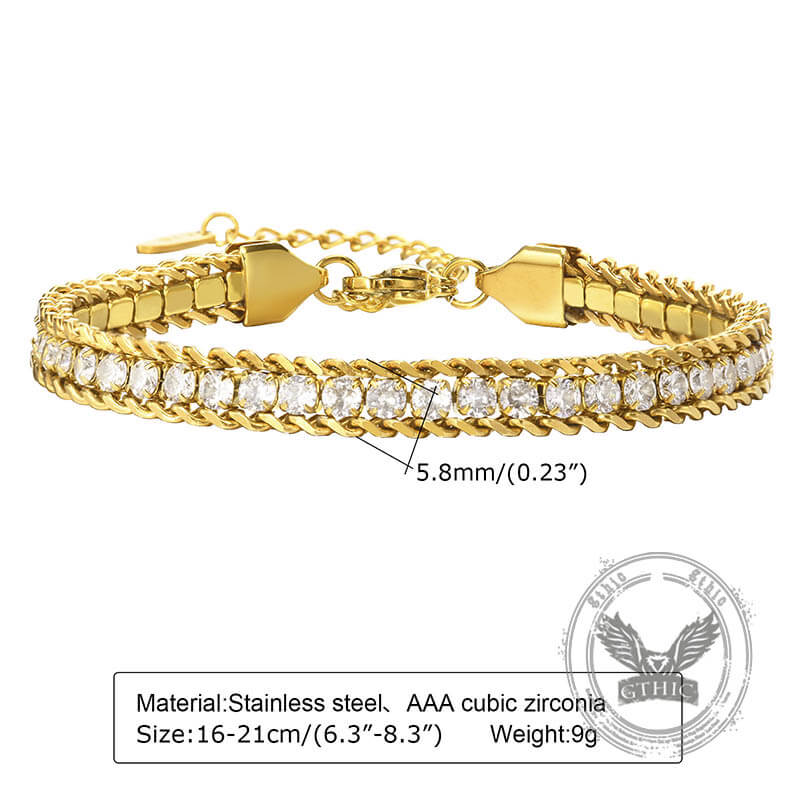 Shiny Zirconia Three-Layer Stainless Steel Bracelet | Gthic.com