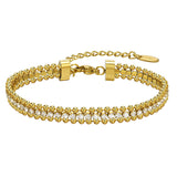 Shiny Zirconia Three-Layer Stainless Steel Bracelet