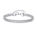Shiny Zirconia Three-Layer Stainless Steel Bracelet
