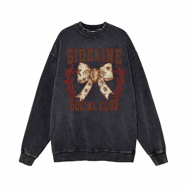 Sideline Social Club Bow Vintage Washed Hoodie Sweatshirt | Gthic.com